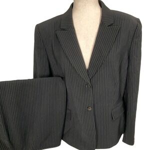 ASL Tahari Skirt Suit Womens 16P Black White Pinstripe 2Pc